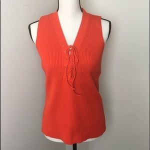JCrew sleeveless-ribbed tie front top